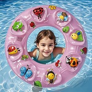 Set of 2 Pack, Kids Swim Ring Pool Float: Durable Inflatable Water Ring for Ages 4-10, Cartoon Animal Design for Pool & Beach Fun