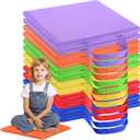 Suzile 12 Pcs 12'' Square Floor Cushions for Kids Classroom Flexible Floor Seating Elementary with Handles Classroom Carpet Cushions for Adults Toddlers Daycare Preschool School(Bright Color)