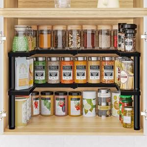 THYGIFTREE Spice Rack Organizer for Cabinet 2 Tier Expandable Metal Seasoning Organization Height Adjustable Spice Storage Shelf for Cupboard Pantry, Missing Parts, Pack Of 1