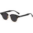 AIEYEZO Retro Polarized Sunglasses for Men Women Classic Semi-Rimless Frame Sun Glasses Fashion Designer Shades (Clear/Grey)