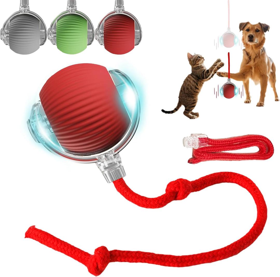 Interactive Dog Cat Toy Ball, Automatic Moving Bouncing Rolling, with Replacement Tail, Pet Smart Chase Ball Rechargeable, Enrichment Toys for Bored Indoor Adult Cats/Dogs