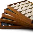 Oirlv 12 Grids Wood Jewelry Organizer Tray Stackable Jewelry Drawer Tray Bracelet/Watch Showcase Display Storage(Creamy-white)