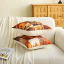 Fall Pillow Covers 18x18 Inch Set of 2 Autumn Pumpkins Maple Leaf Cushion Cases for Porch Sofa Couch Home Decoration