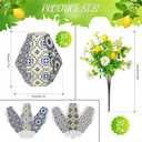 30 Pcs Amalfi Coast Party Decor-20 Artificial Lemon Branches with 10 Blue Tiles Paper Vases Mediterranean Wedding Table Centerpieces Capri Positano Party Decoration