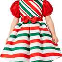 LATOBREATH Little Girls Christmas Party Princess Dress Kids Birthday Outfit With Bow Hair Band (5T, Red)