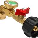 Upgraded Propane Refill Adapter with Valve and Gauge, for Filling 1lb Bottles from a 20lb Tank, Fits QCC1/Type1 Propane Tanks and 1lb Disposable Cylinders, Solid Brass