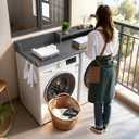 Washer Dryer Countertop with Shelf, HDPE 2-Tier Laundry Topper, 54" W x 27.6" D