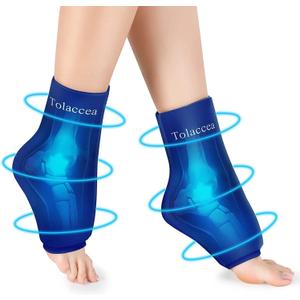 Ankle Foot Ice Pack Wrap for Injuries, Reusable Gel Cold Pack with Cold Compression Therapy, Hot & Cold Therapy Flexible Cold Pack for Achilles Tendonitis, Plantar Fasciitis, Foot Heel Blue