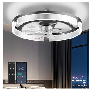 AIKVSXER 20" Ceiling Fan with Light, Modern Low Profile Fan Light, Quiet DC Motor, 6 Speeds, 3000K-6500K Dimmable LED, App & Remote Control, for Bedroom Living Room Indoor Home Decor