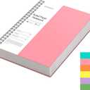 EMSHOI A4 Spiral Notebook College Ruled Lined Journal, 11.2" x 8.27", 300 Pages, 100gsm Thick Paper, Waterproof Softcover, Twin-Wire Binding, Sticky Notes, Pink