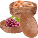 11 Inch Oval Poly Wicker Basket - Bulk, 11 Pack, Bread Serving Baskets for Home & Restaurant Use