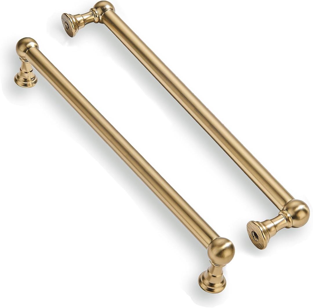10 Pack Heavy Duty Solid Cabinet Pulls - Elegant Champagne Bronze Handle for Drawers and Cabinets,12 Inch Hole Center, Modern Kitchen & Bathroom Hardware.