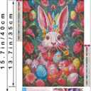 Semneroy 5D Easter Diamond Art Kits for Adults Beginners, Round Full Drill DIY Diamond Art for Easter Rabbit, Colors Egg Anime Gem Art Paint Crafts Home Decor 12x 16 Inch