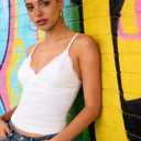 Y2K Spaghetti Strap Camisole for Women, Sleeveless Summer Tank Top Slim Bralette Going Out Top (Small, White)