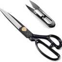 Left-Handed Sewing Fabric Scissors, 10 Inch Dressmaking Taior's Shears-Electroplated Finishing High Carbon Steel Scissors for Crafting, Tailoring, Leather-Cutting(Thread Cutter INCL) (Black)