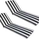 Lounge Chair Cushions Set of 2 for Outdoor Furniture 74x21x2.7 inch Premium Outdoor Chaise Lounge Cushions (Black White Stripe)
