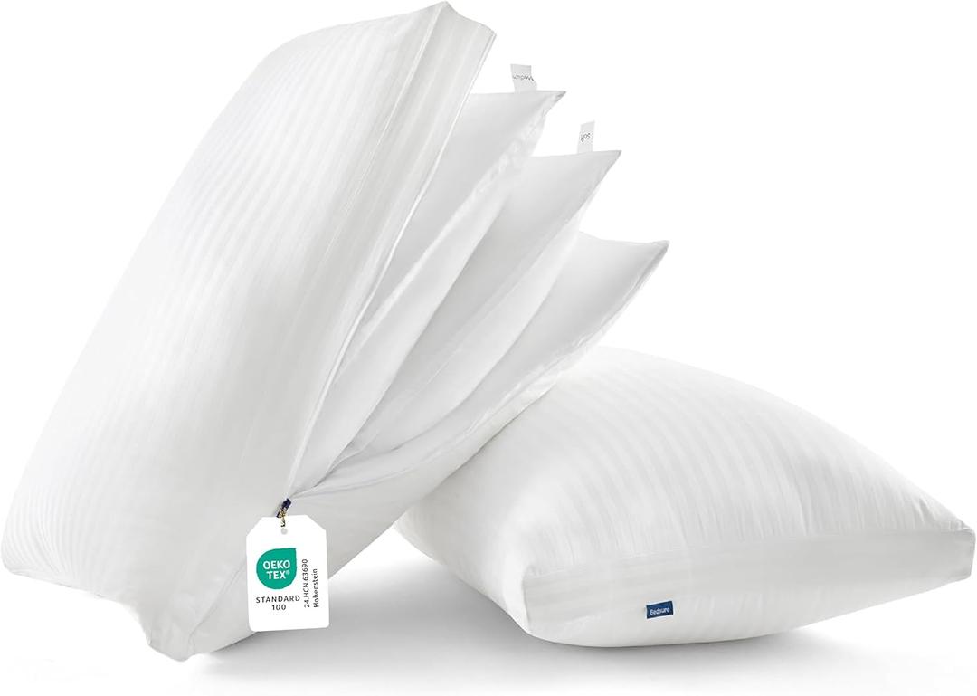 Bedsure Adjustable Layer Bed Pillows for Sleeping - Luxury, Fluffy Queen Pillows Set of 2, Assemblable Firmness & Height with 100% Cotton Cover, Machine Washable for Back, Stomach or Side Sleepers
