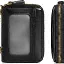 TFKGS Credit Card Holder for Women RFID Wallet Leather Womens Wallet with Zipper Blocking Keychain Card Accordion Wallets Gifts for Women Black