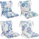 Barydat 4 Pcs Outdoor Patio Chair Cushions, Vivid Color, Blooming Flowers