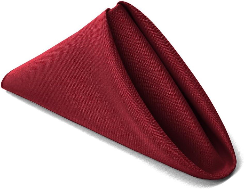 TableLinensforLess 17"x17" Polyester Cloth Napkins, Set of 6 (Maroon) | Easy-Care, No-Iron Finish, Superior Color Retention, Machine Washable