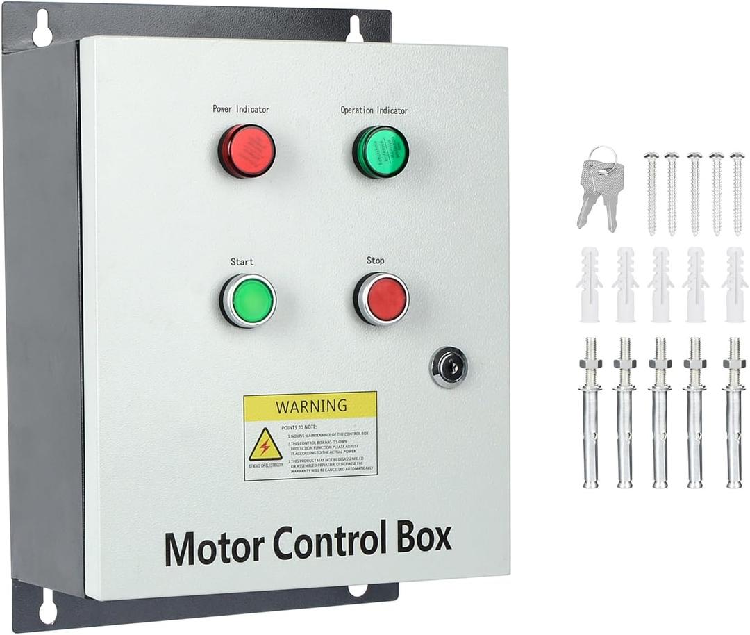 Motor Control Box, with AC Contactor, 220V 2HP Single-Phase Multifunction Controller for Motor, Refrigeration, Water Pumps, and Fan