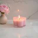 12.5oz Strawberry Daiquiri Scented Candle with Crystals Inside, Flower-Shaped Cute Glass Candle Gift, 45 Hour Burn Time, Pink Gifts Candles for Women, Valentine Candles, Best Friend Candle