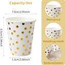 120 Pack White And Gold Paper Cups-9 oz Disposable Paper Cups For Hot/Cold Coffee, Tea, Beverage Cups - Holiday Party Diy Office Drinking Cup Supplies