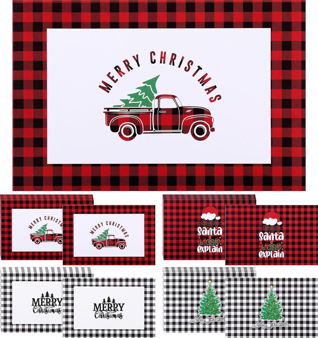 Cholemy 200 Pcs Christmas Dinner Paper Placemats Disposable Buffalo Check Placemats Bulk 11 x 17 Inch Christmas Holiday Decoration Dinner Party Supplies