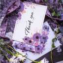 4 x AZAZA Floral Thank You Cards with Envelopes 24 PK, Wedding Purple Cards Unique Floral Design, 4x6 Wildflower Thank You Notes for Baby Shower, Bridal Shower, Sympathy (Purple Violet Flowers)
