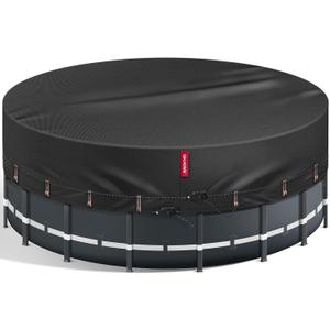 QH.HOME [2025 Upgraded 800D Fabric] 12 Ft Round Pool Cover for Above Ground Pools,One-Piece Tear Resistant Solar Pool Cover with 2 Patented Ratchet for Easy Installation - Swimming Pool Cover