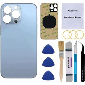 OEM Rear Back Glass Replacement (Sierra Blue) Compatible with iPhone 13 pro 6.1 inches All Carriers with Pre-Installed Adhesive and Repairing Tool Kits