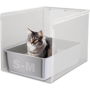 Litter Box Shield,17.5"x13.7"x13"H Large Litter Box Splash Guard Without Leakage, High Sided Cat Litterbox Pee Shields Easy Clean for Pet Cat/Kitty/Kitten(Without Pan)