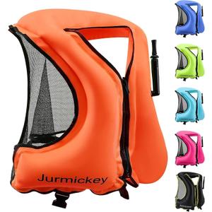 Snorkel Vest for Adults, Inflatable Snorkeling Vest for Men & Women, Portable Swim Jacket & Buoyancy Vest for Snorkeling, Swimming, Kayaking, Boating (Orange)