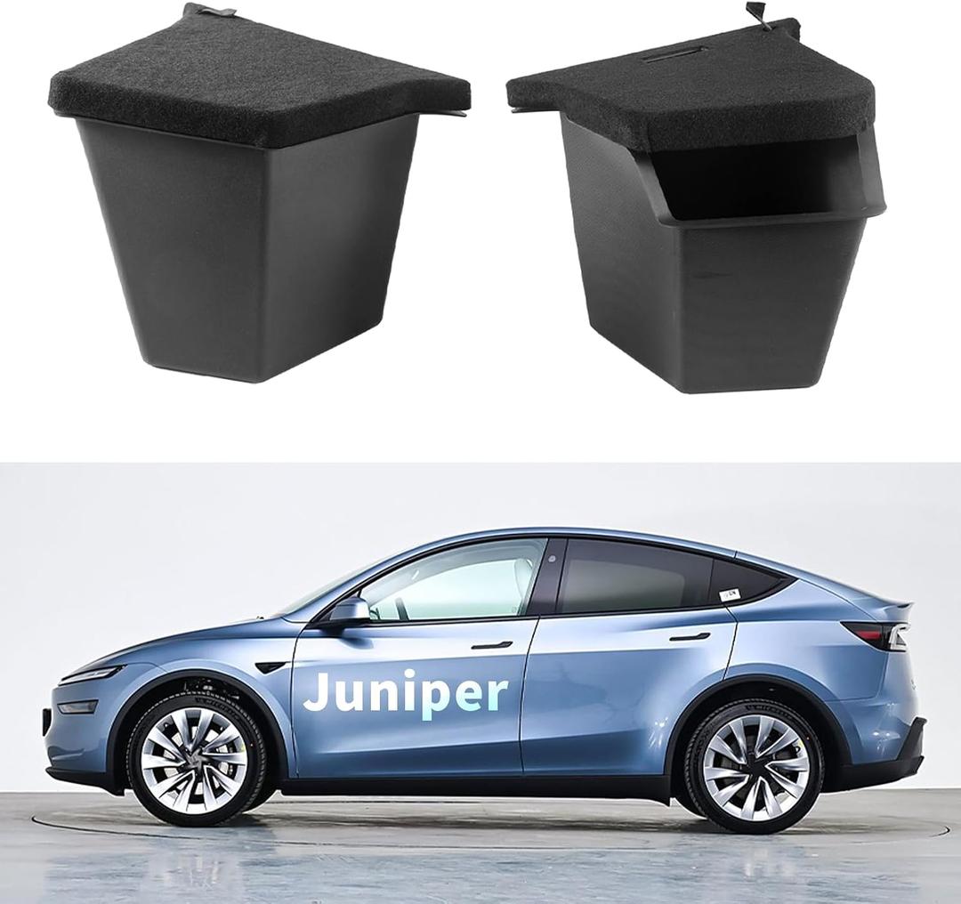 Rear Trunk Storage Bins with Lids for Tesla Model Y Juniper 2025–2026 | Tesla Model Y Accessories 2026,TPE Tesla Model Y Trunk Organizer, Waterproof Rear Trunk Organizer Storage Box, 2 Pack