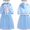 MYZLS Cinderella Princess Dress Girls Fancy Party Costume Christmas Cosplay Dress Up Outfit for 3-8 Years (Blue)