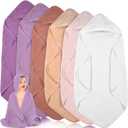 Peryiter 6 Pcs Muslin Hooded Baby Towels, 32"x 32" Cotton Newborn Bath Towel Muslin Infant Baby Blankets Absorbent Unisex Newborn Registry Gift Essentials for Girls Boys (Purple)