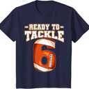 Kids 6th Birthday Football T-Shirt (Navy Blue)