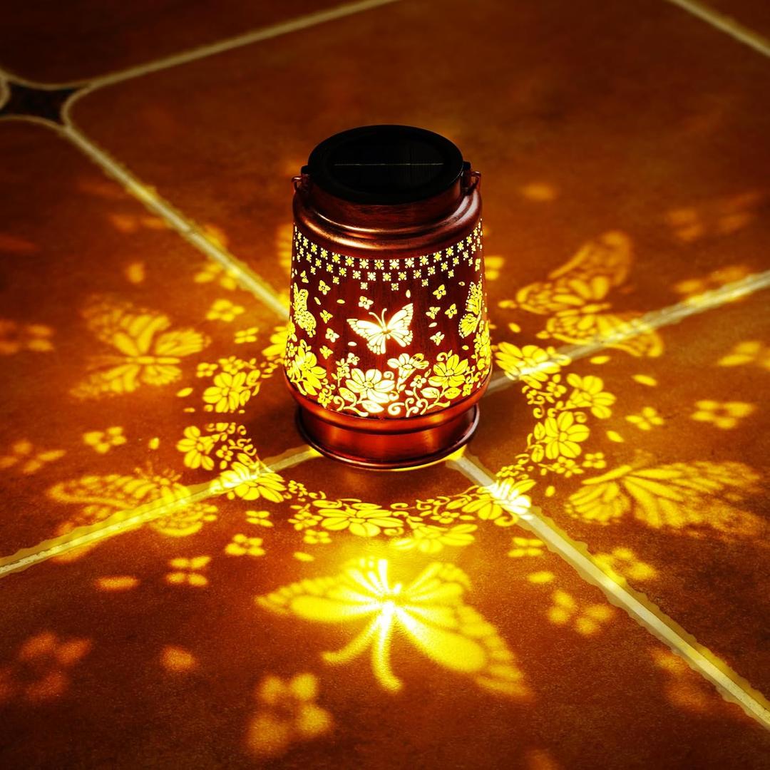Homemory Solar Lanterns Outdoor Waterproof Butterfly Lights Garden Decor, Birthday Gifts for Women Mom Grandma, LED Hanging Solar Lights for Yard, Patio, Backyard, Porch, Lawn