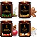 Winter Candle Set, Candles for Home Scented, 4 Pack Soy Candles for Holiday, Valentine's Day Gifts for Women Men, Winter Scents of Gingerbread Cookies/Apple & Cinnamon/Coffee Latte/Pine & Cedarwood