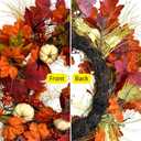 Fall Wreaths for Front Door,24 Inch Autumn Large Pumbkin Wreath with Berry,Maple Leaves and Pine Cone,Thanksgiving Harvest Festival Wreaths Indoor and Outdoor Wall, Window,Home Door Decor