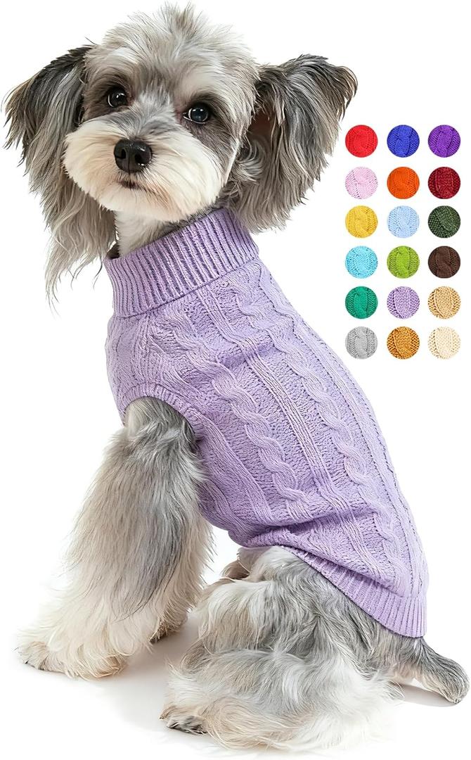 Dog Sweater for Small - Warm Winter Turtleneck Knit Dog Sweaters Soft Pet Cat Clothes Christmas Coat Indoor Outdoor Use for Puppy Kitten Male Female Girl Boy Pets, Small