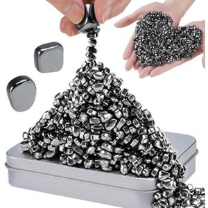 JUNYANG Magnetic Balls, 1000+ Mini Magnetic Putty, with 2 Large Smooth Magnetic Beads, Fun Quiet Fidget Toy for Adults & Teens, Weak Ferrite Putty Desk Toys for Office, ADHD Sensory Toys (Black)