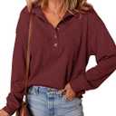 Dokotoo Tops for Women Trendy Womens Fall Fashion 2024 Womens Long Sleeve Tops Red X Large (Red, XL)