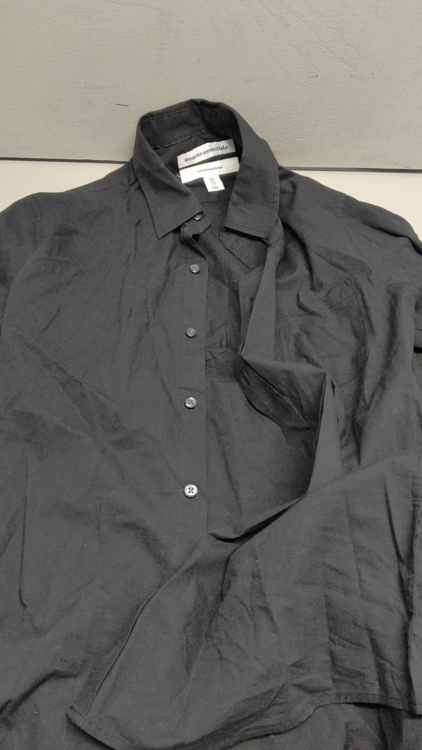 Amazon Essentials Mens Regular-Fit Long-Sleeve Casual Poplin Shirt Medium Black