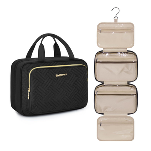 BAGSMART Hanging Travel Toiletry Organizer - Cosmetic Bag for Full Sized Toiletries, Basic-Black