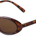 VIA LEECA Trendy Oval Sunglasses Women 90s Vintage Sun Glasses Fashion Tinted Glasses UV400 Protection (Tortoise)