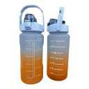 64 oz Large Capacity Water Bottle with Motivational Time Markers and Straw, Portable, Leakproof, BPA Free for Fitness, Gym and Outdoor Sports