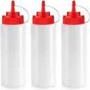 Norcalway 12 oz Condiment Squeeze Bottles for Sauces - Leak Proof Oil, Syrup, Dressing Squirt Bottles - 3 Pack
