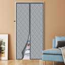 Magnetic Thermal Insulated Door Curtain, Fits Door Size 38" x 82",Durable Oxford Cloth&Thicken Polyester Fiber Fill, Efficient Temperature Control, Durable Construction, Soundproof and Windproof Gray