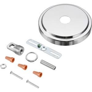 Aspen Creative 21507-31, Transitional Chandelier & Light Fixture Canopy Kit w/Collar Loop, Chrome, 5-1/8" Diameter, 1" Center Hole